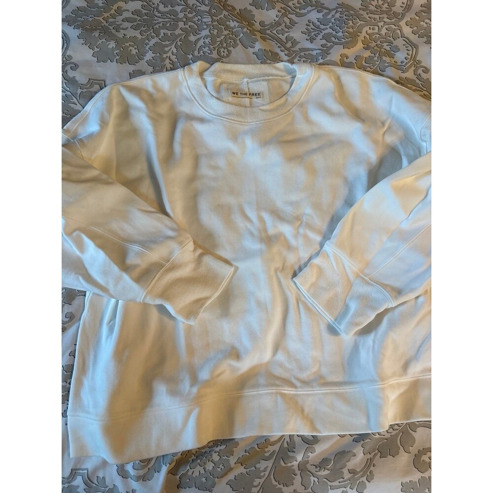 WE THE FREE Free People Oversized White Crewneck Sweatshirt